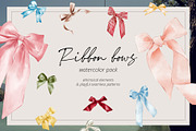 RIBBON BOWS watercolor pack, a Decorative Illustration by Yuliia Lashevska (Thumbnail 1 of 8)