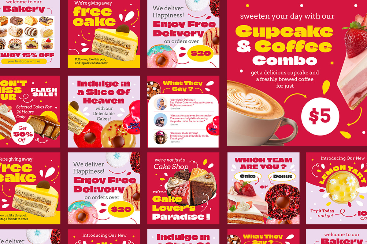 Dessert and Cake Shop Instagram Feed, a Social Media Template by Jiwstudio (Photo 2 of 5)