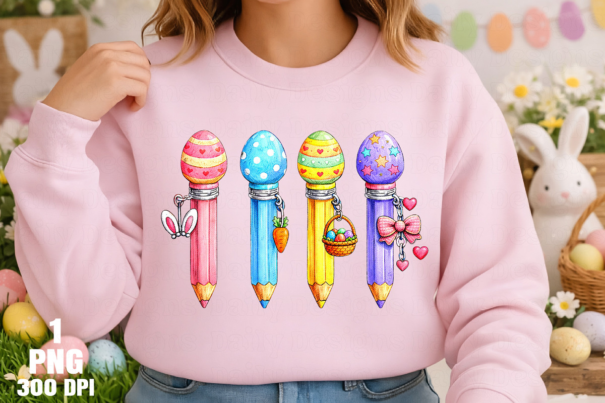 Cute Easter Pencil Set PNG, an Illustration by Daily.Designs (Photo 3 of 5)