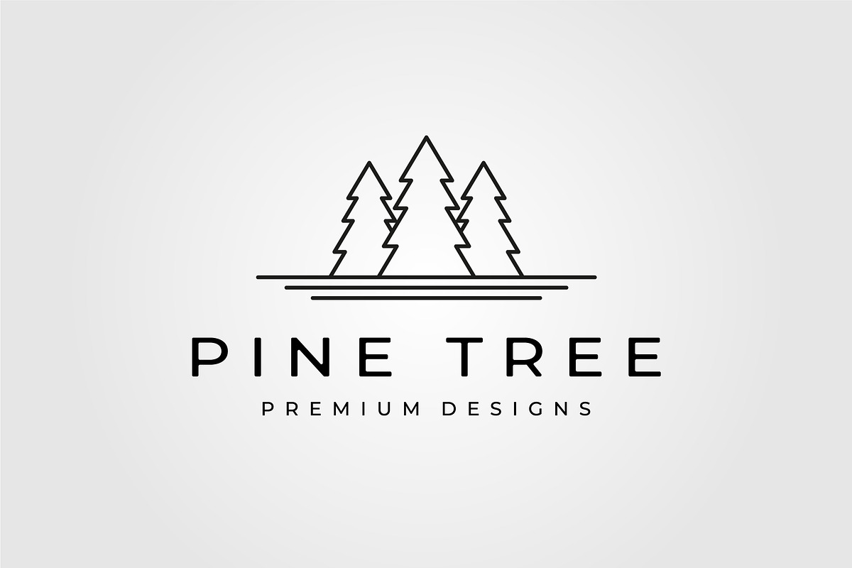 pine tree line art logo minimalist, a Branding & Logo Template by lawoel