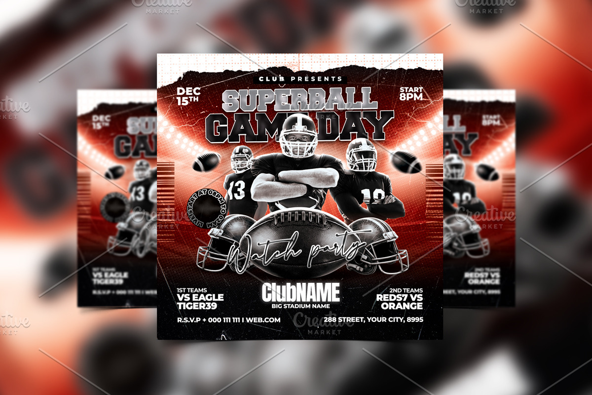 Gameday Watch Party Football Flyer, a Flyer Template by StarPixles11 (Photo 2 of 3)