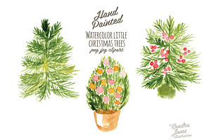 Watercolor Little Christmas Trees