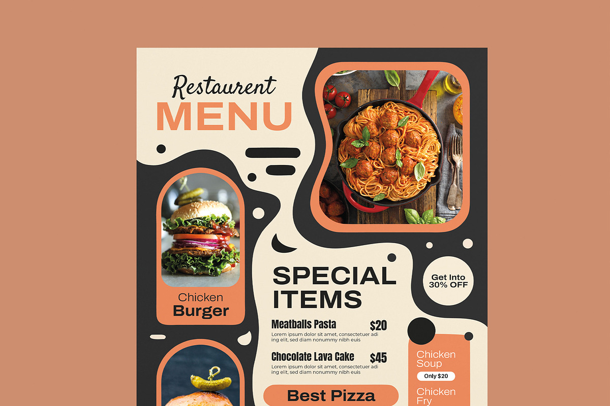 Food Menu Template, a Flyer Template by MightyDesign (Photo 4 of 8)