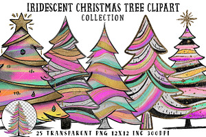 Iridescent Christmas Tree Clipart, an Illustration by OK Design