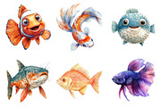 Cute Fishes Clipart PNG, an Illustration by SinaCreation (Thumbnail 2 of 5)