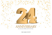 Anniversary 24. Gold card 3d numbers, a Decorative Illustration by Sunny (Thumbnail 1 of 3)