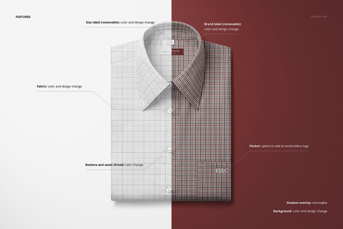Point‐collar Dress Shirt Mockup, a Shirt Mockup by Creatsy (Photo 3 of 8)