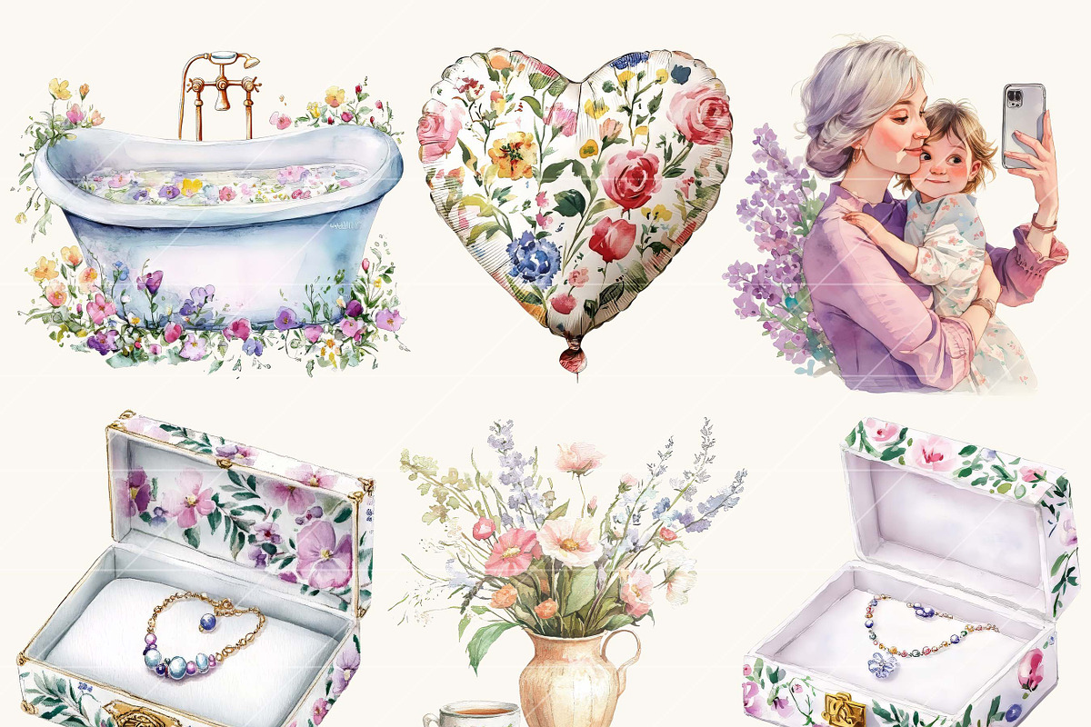Watercolor Mothers Day Clipart, a Person Illustration by Design Scotch (Photo 5 of 9)