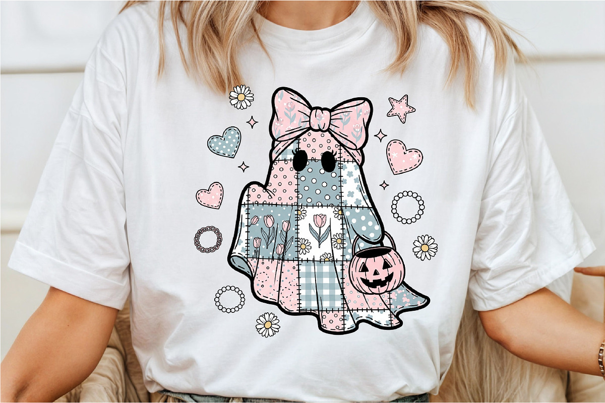 Pink Patchwork Denim Ghost Png, a Seasonal Illustration by Rose Art (Photo 4 of 5)