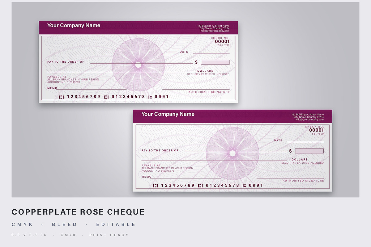 Business Check Template, a Stationery Template by DesignerCandies (Photo 1 of 2)
