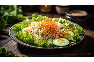 bowl white lettuce salad ai, a Food & Drink Photo by pikepicture