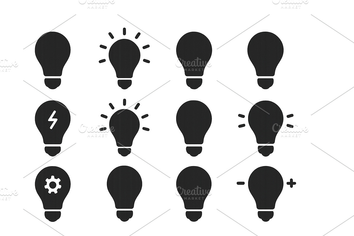 Various light bulb icons, a Technology Illustration by ZinetroN