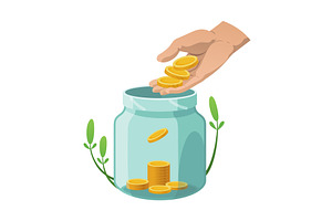 Investing bottle money, icon, a Finance Illustration by Things for designers