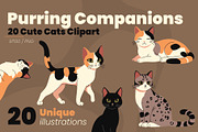 Purring Companions – 20 Cute Cats, an Animal Illustration by moja doodle (Thumbnail 1 of 4)