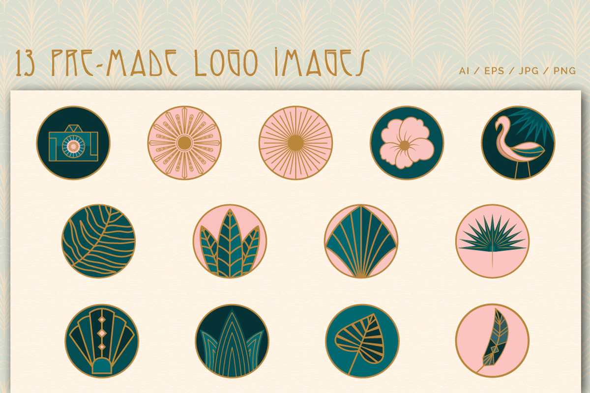 Logos & Graphics: Tropical Art Deco, an Icon by Liseno Designs (Photo 3 of 9)