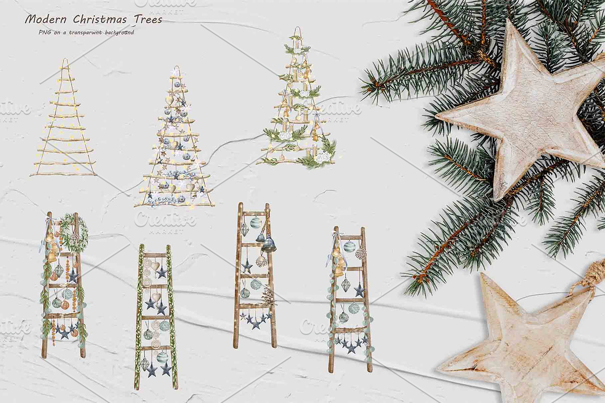 Farmhouse Christmas Watercolor Set, a Seasonal Illustration by BarvArt (Photo 6 of 28)