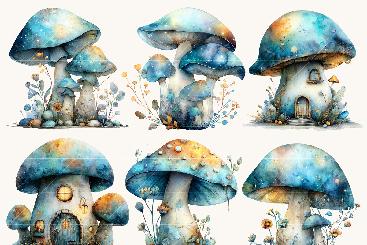Watercolor Mushroom Clipart, an Object Illustration by Design Scotch (Photo 5 of 8)