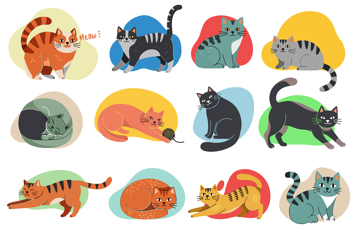 Cute Playful Cat - Vector Collection, an Animal Illustration by OtpirusGraphic (Photo 2 of 5)