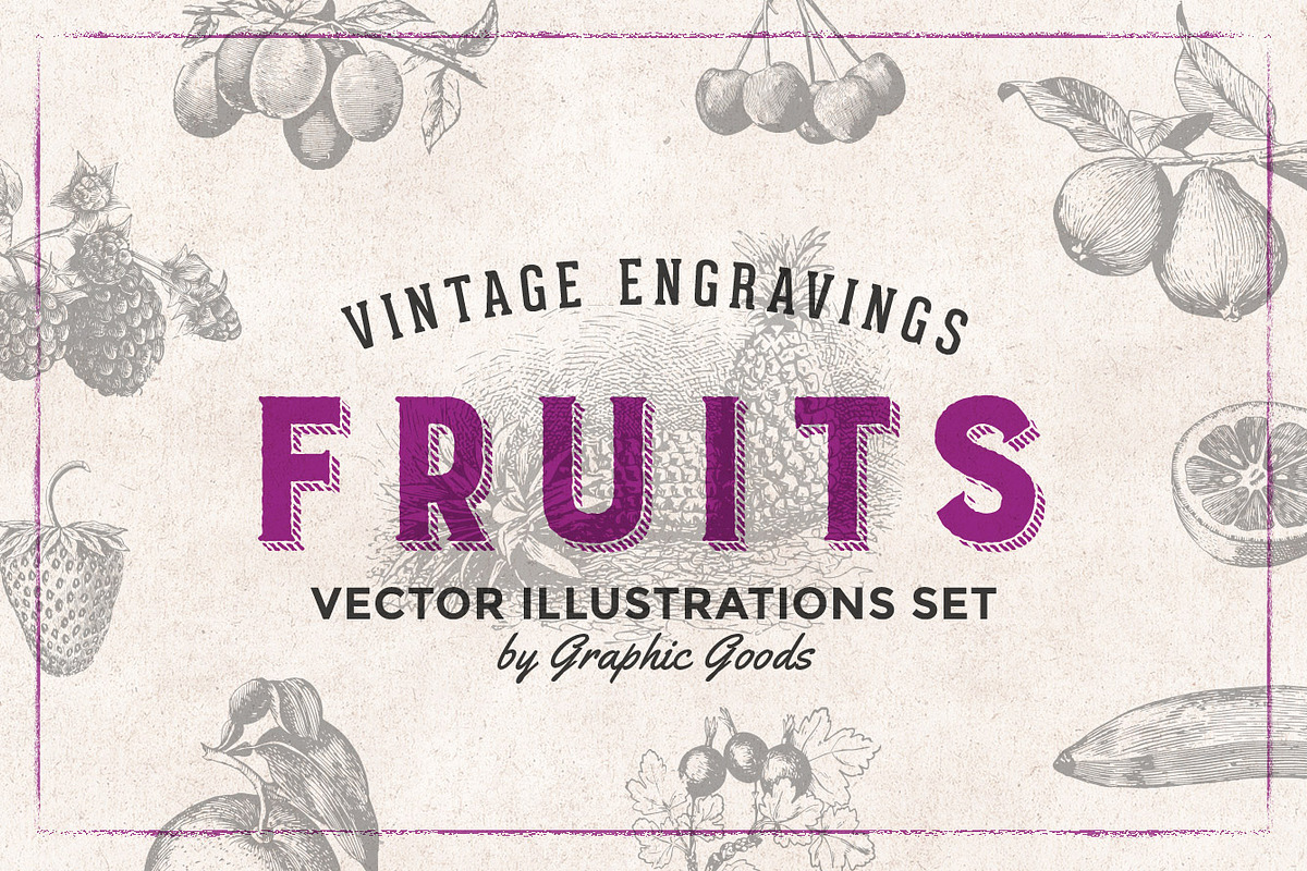 Fruits Engravings Set, an Object Graphic by Graphic Goods (Photo 1 of 5)