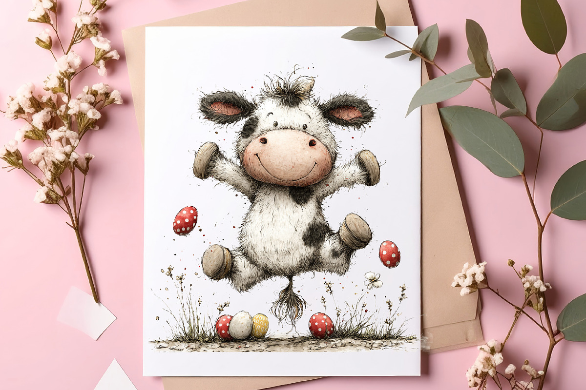 Whimsical easter cow clipart, an Illustration by SinaCreation (Photo 8 of 11)