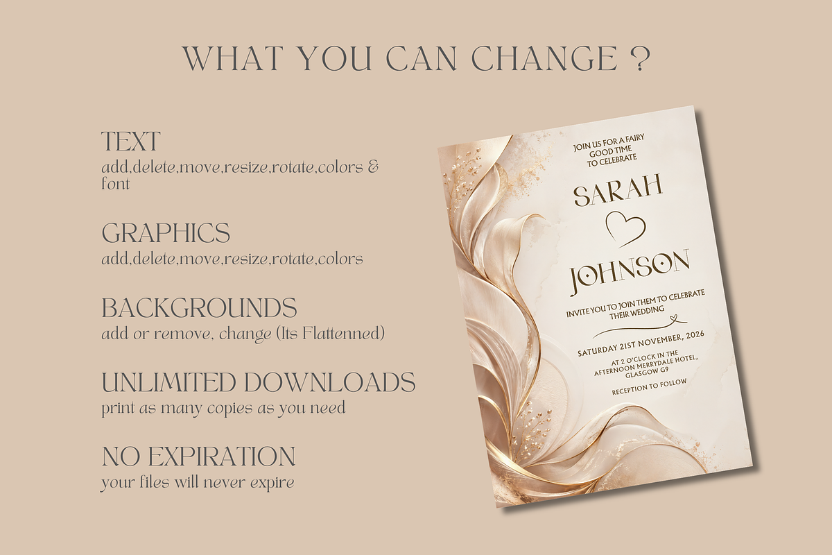 Elegant Wedding Invitation Template, an Invitation Template by InvitingStorys (Photo 10 of 11)