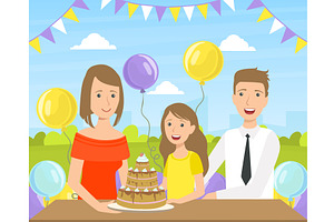 Mother, Father and Their Daughter, a Person Illustration by TopVectors