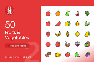 Fruits & Vegetables Filled Line Icon, an Icon by IconBunny