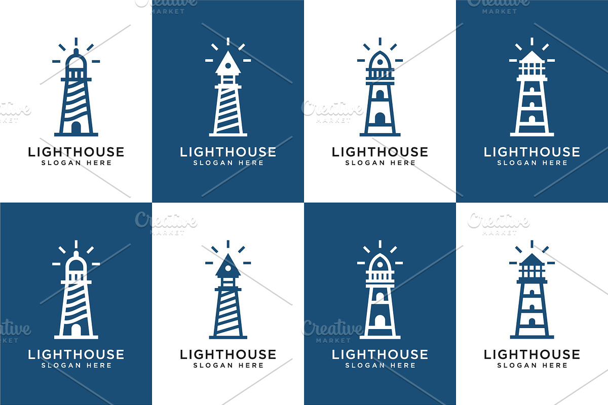 set of Lighthouse logo vector design, a Branding & Logo Template by ...