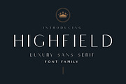Highfield - Luxury Sans Font Family, a Sans Serif Font by Surplus Type Co (Thumbnail 1 of 10)