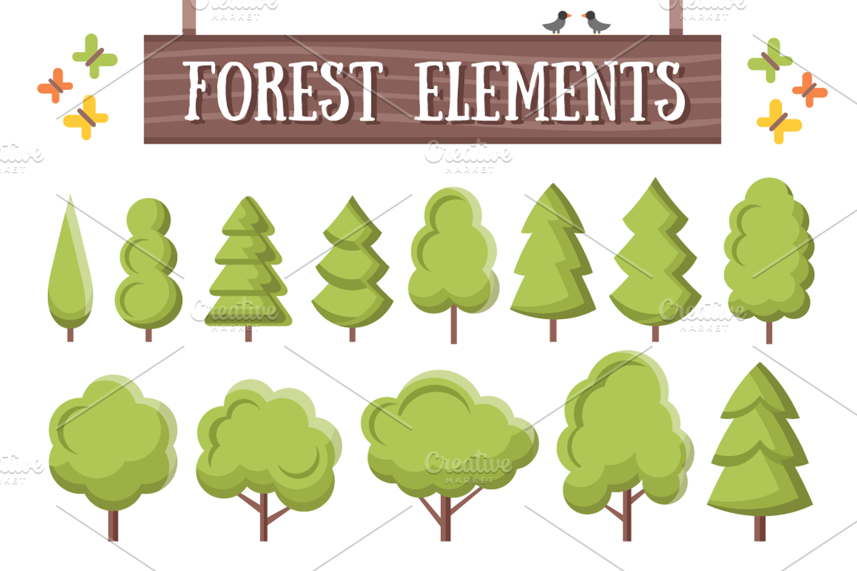 Flat Forest Elements, an Illustration by Magurok (Photo 1 of 4)
