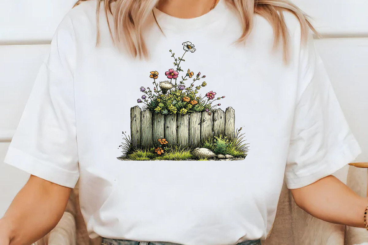 Watercolor Fence with Flowers, a Seasonal Illustration by Designworld (Photo 7 of 9)