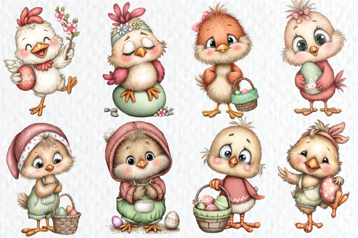 Whimsical Easter Chick Clipart, a Seasonal Illustration by HueNestify (Photo 3 of 3)