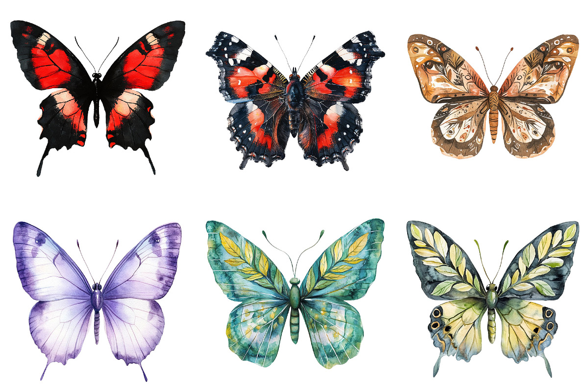 Colorful Butterflies Watercolor Set, an Illustration by Pixels.Craft (Photo 10 of 11)