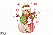 Patchwork Christmas Snowman PNG, an Illustration by Black Bird Studio (Thumbnail 1 of 4)