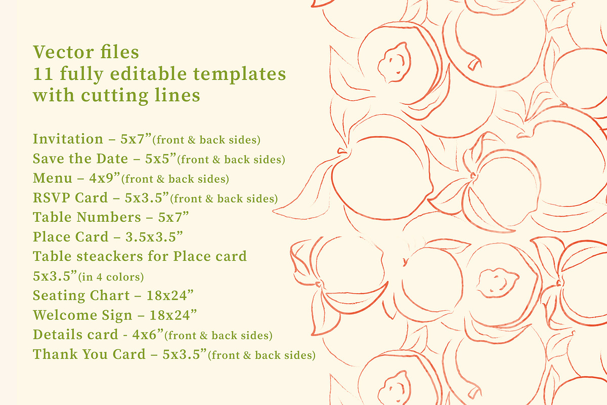 Peach summer wedding templates set, a Stationery Template by Garden in frame (Photo 3 of 10)