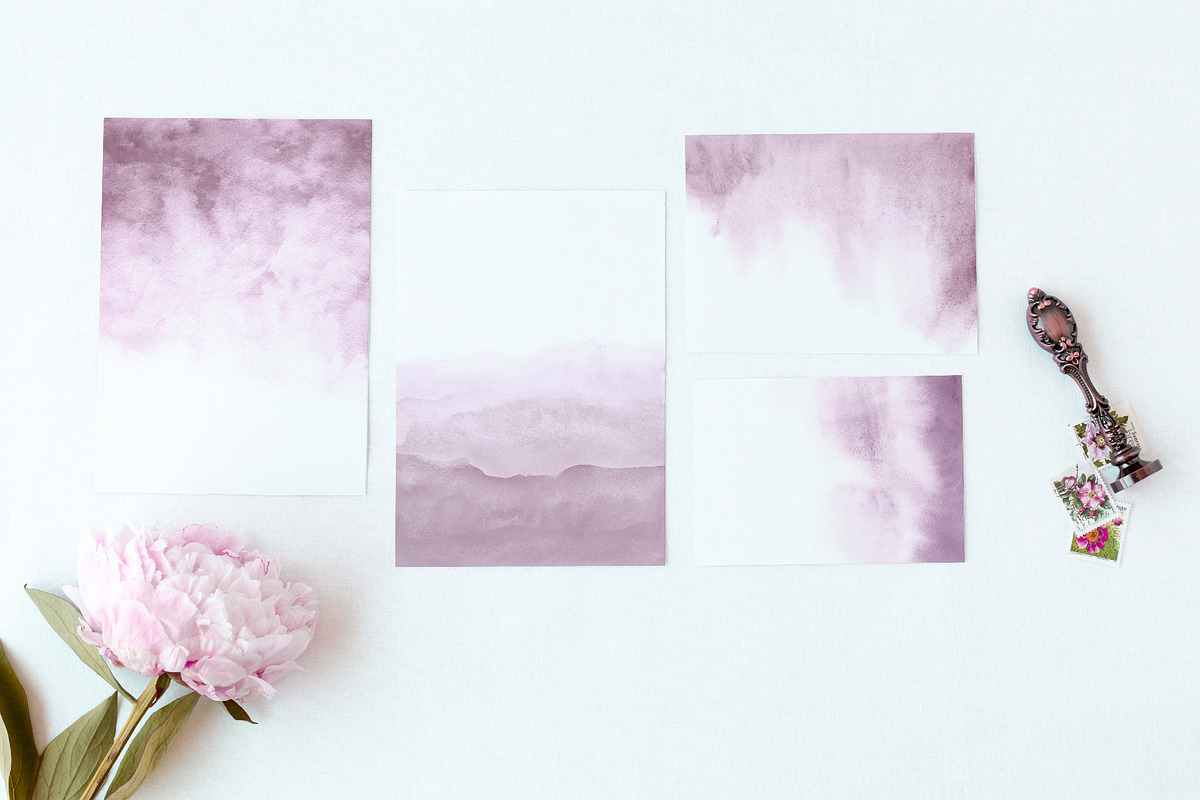 lilac ombre watercolor, a Texture Graphic by GraphicRain (Photo 3 of 6)