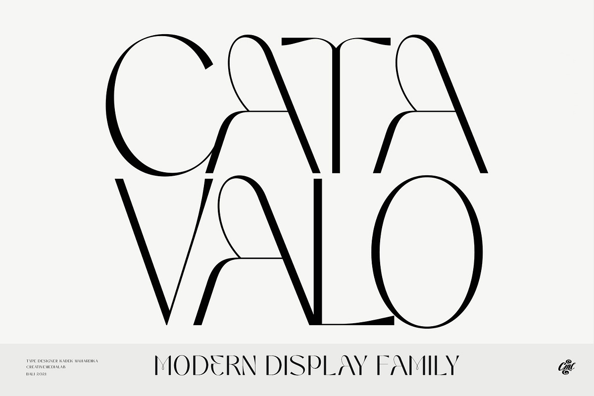 Catavalo - Modern display family, a Font by creativemedialab (Photo 1 of 23)