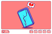 Cracked Phone Cartoon Vector, a Technology Illustration by Artstorystudio (Thumbnail 1 of 3)