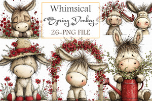 Whimsical Spring Donkey Clipart, an Illustration by Libby Wishes