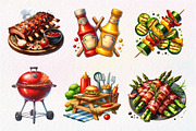 Watercolor Bbq Barbecue Clipart, an Illustration by Dream Creation (Thumbnail 4 of 7)