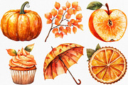 Watercolor Orange Autumn Clipart, an Illustration by Canvas Craft (Thumbnail 6 of 8)