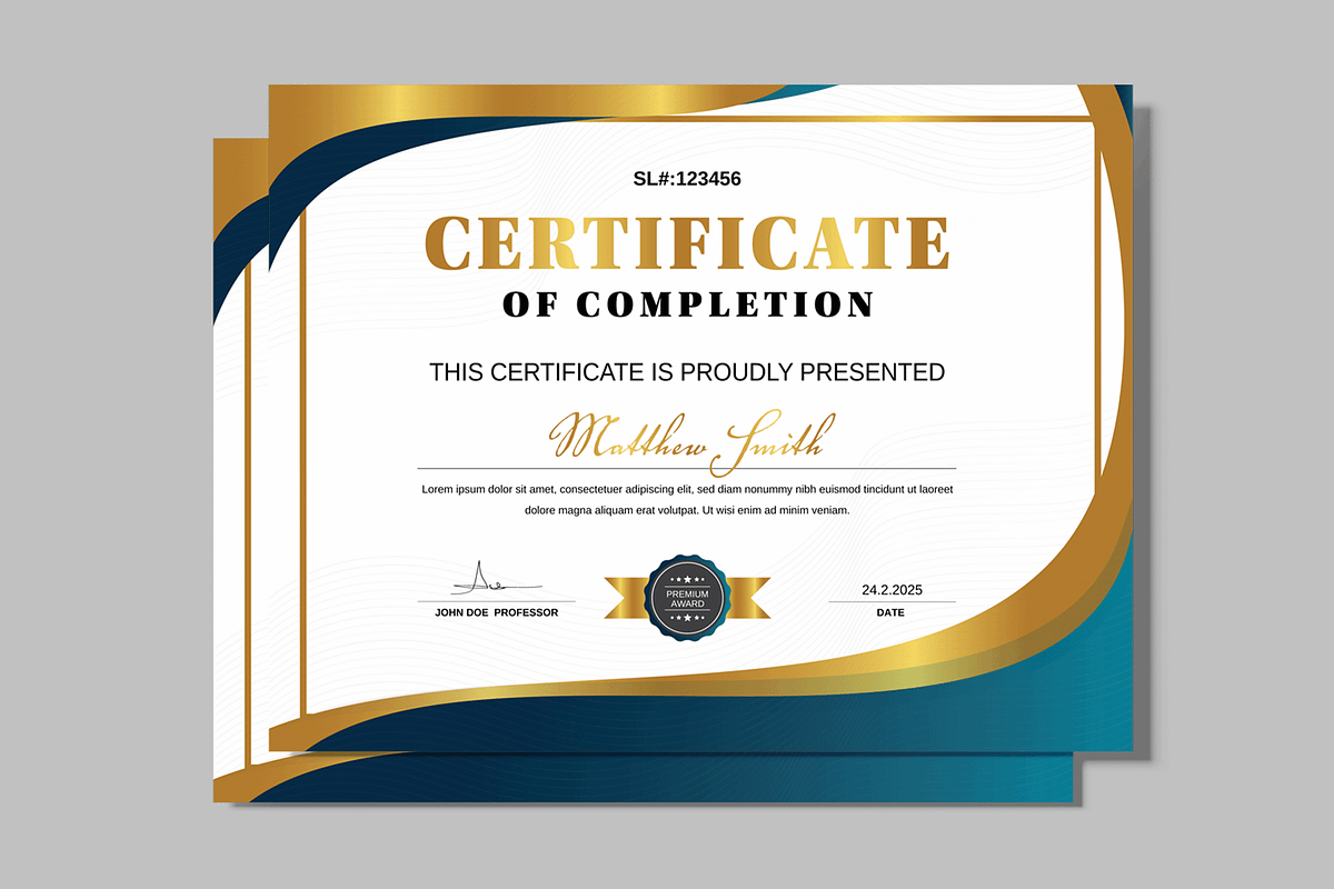 Modern Certificate Template, a Stationery Template by MightyDesign (Photo 1 of 6)