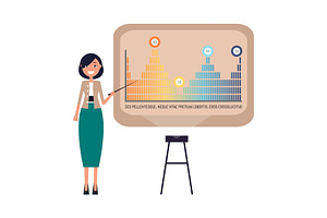 Infographics On Whiteboard Of Woman