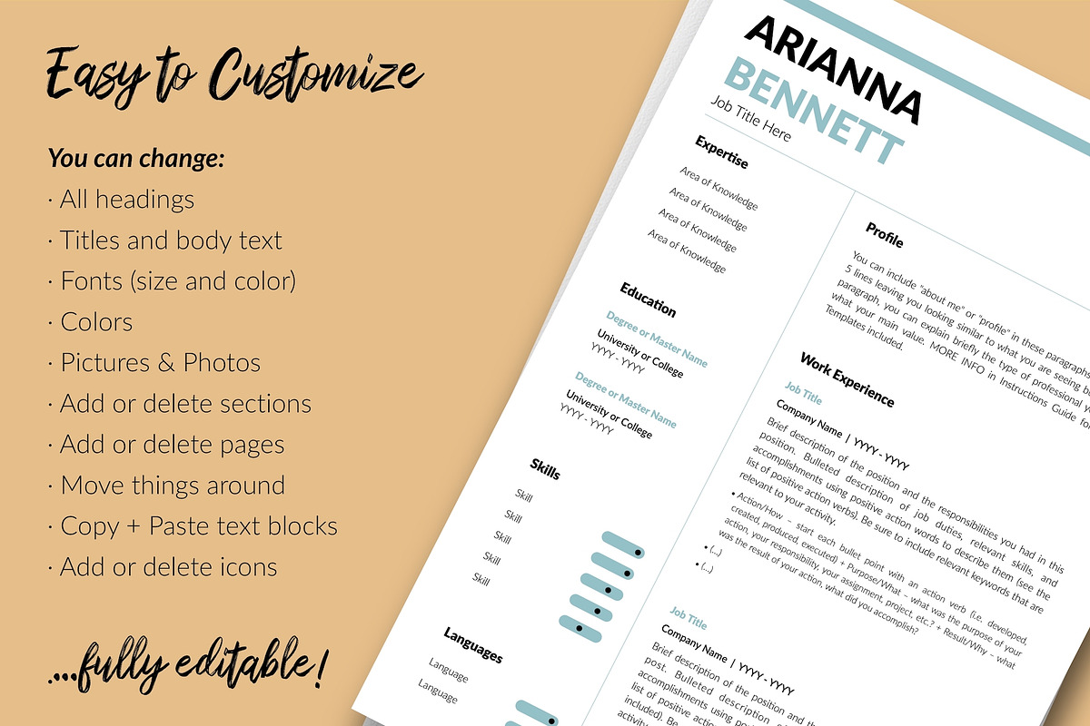 Simple Resume Bundle - Arianna, a Resume Template by Templates Design Co. (Photo 13 of 17)