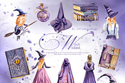 Hand-Painted Wicked Witch Clipart, a Seasonal Illustration by ArtCreationsDesign (Thumbnail 2 of 13)