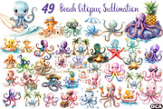 Summer Beach Octopus Sublimation, an Illustration by DreamCafeArt (Thumbnail 1 of 3)