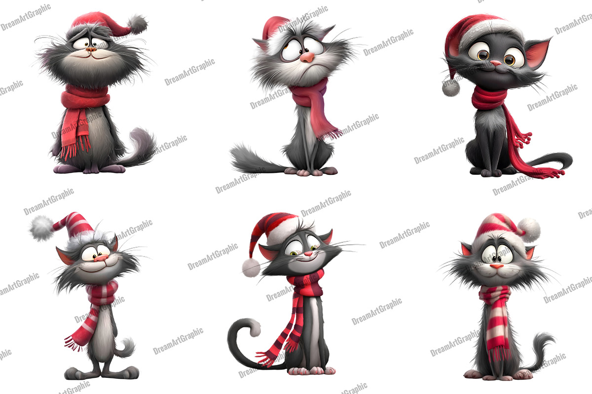 Whimsical Cat, Quirky Christmas, an Illustration by DreamArtGraphic (Photo 5 of 5)
