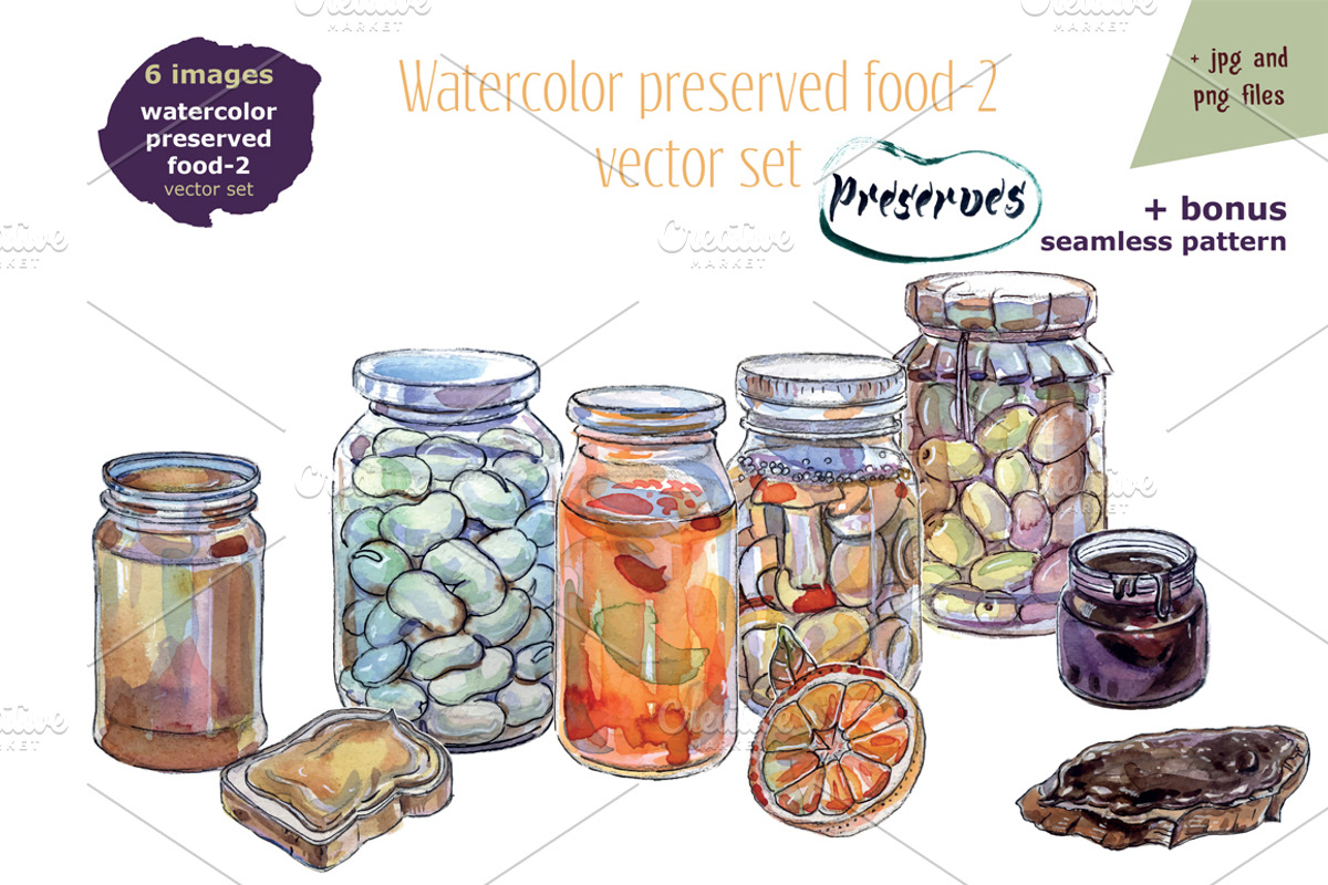 Watercolor preserved food-2, a Food Illustration by miminoshka (Photo 3 of 10)
