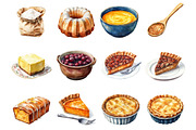 Thanksgiving Baking Watercolor Clipa, an Illustration by DreamCafeArt (Thumbnail 4 of 5)