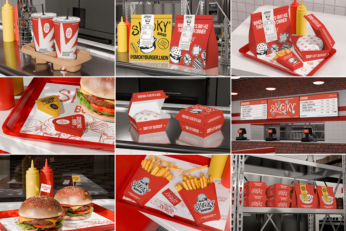 20 Burger Restaurant Branding Mockup, a Packaging Mockup by Vitora Mockup (Photo 1 of 6)